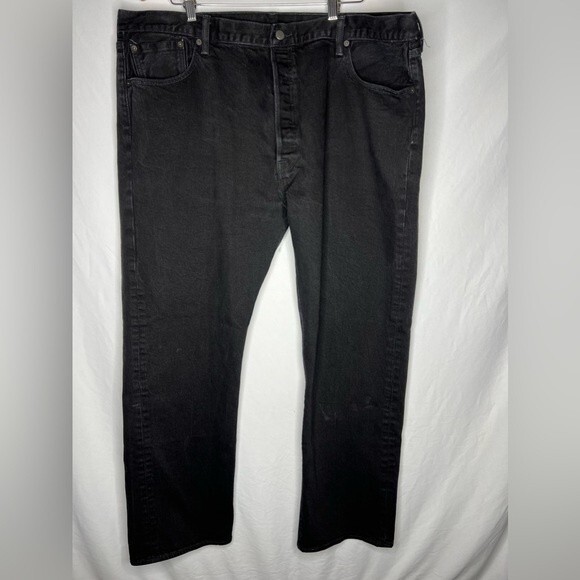 LEVI'S 501 Button Fly Mens Jeans Size W44 L32 Color Black - Picture 1 of 14